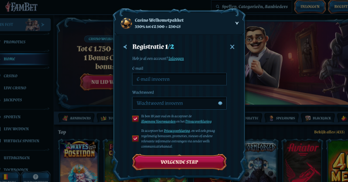 Registratie bij Fam Bet Casino